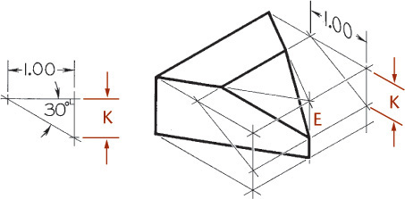 Fourth step of drawing angles in isometric is depicted.