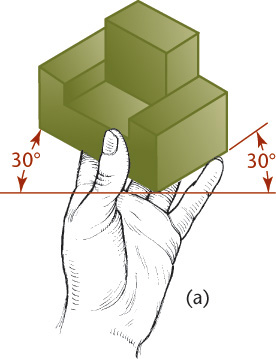 A 3D model demonstrates isometric sketching from an object.