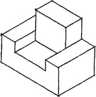 Drawing of a couch formed by placing rectangular boxes.