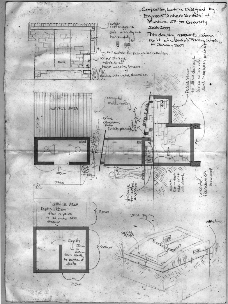 Sketch for a Composting Latrine is displayed.