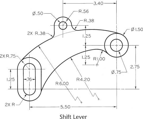 Drawing of Shift Lever with accurate dimensions is shown.
