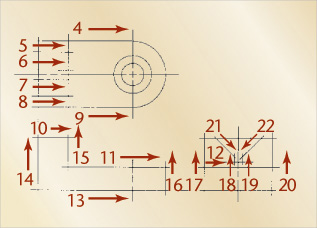 Second step in designing hand layout of a metric three-view drawing is depicted.