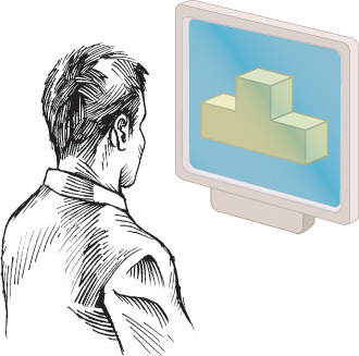 Figure shows a three dimensional block on a computer screen.