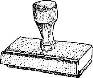 Drawing of a rubber stamp labeled, Stipping.