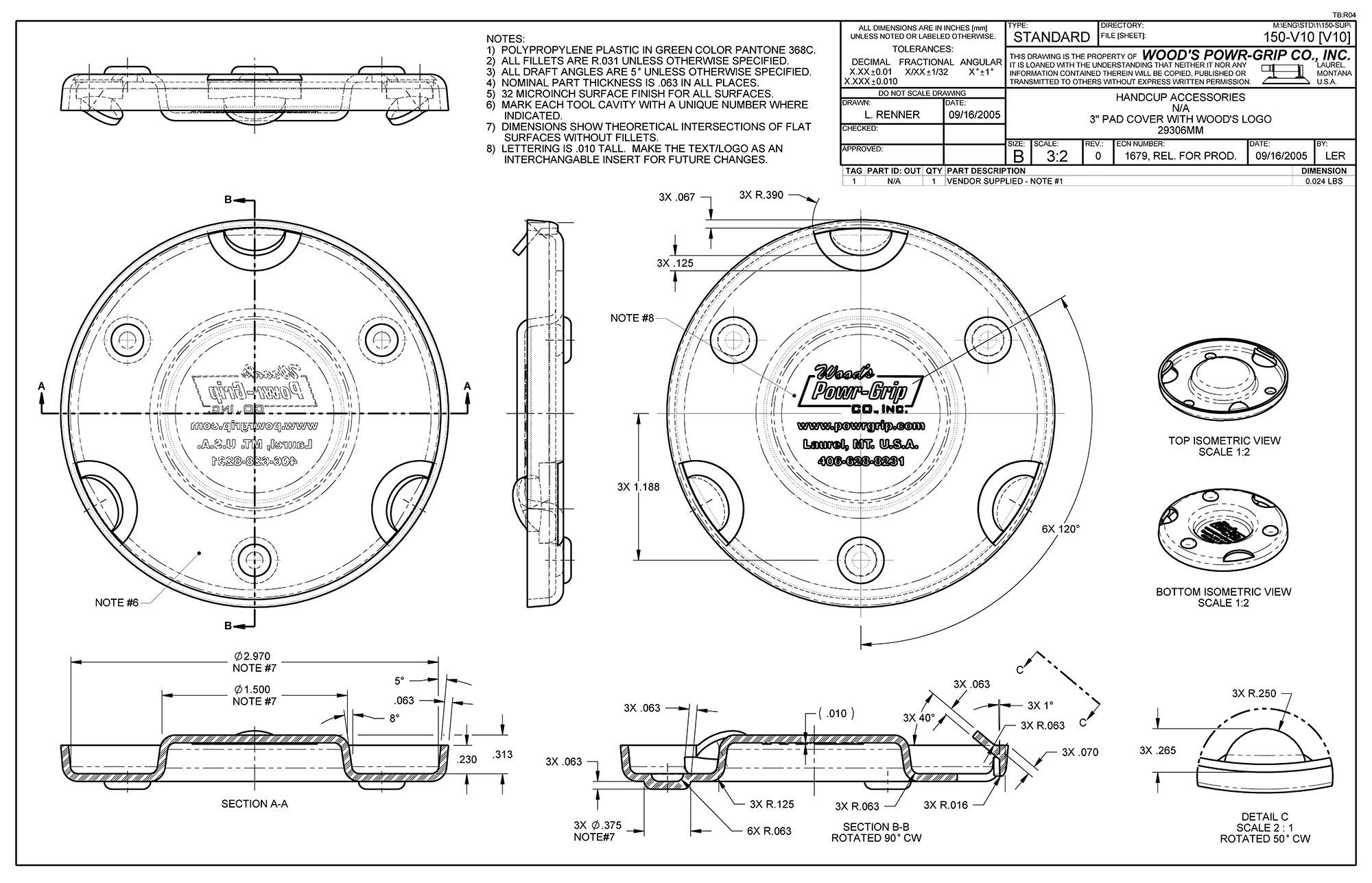 Figure shows the drawing of a molded plastic part.