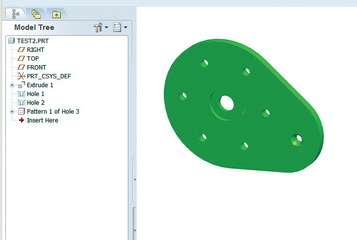 Screenshot of Autodesk window shows model tree on the left and graphics area on the right.