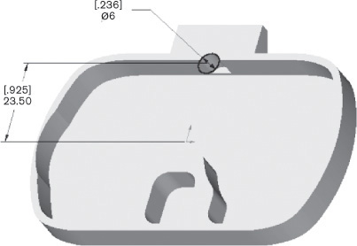 A sketch shows the back surface of the bevel plate for the motor pinion cutout.