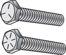 Two representation of hexagon head bolts is shown at the top and bottom, respectively.