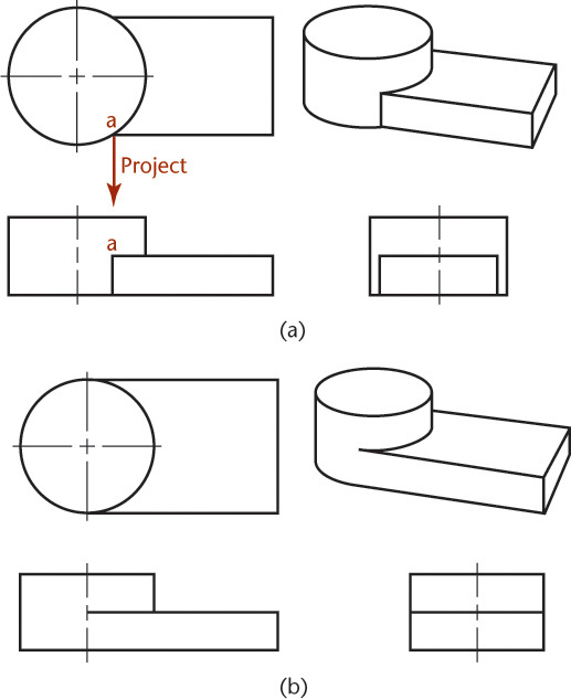 Eight drawings placed adjacent to each other depict intersecting and tangent surfaces.