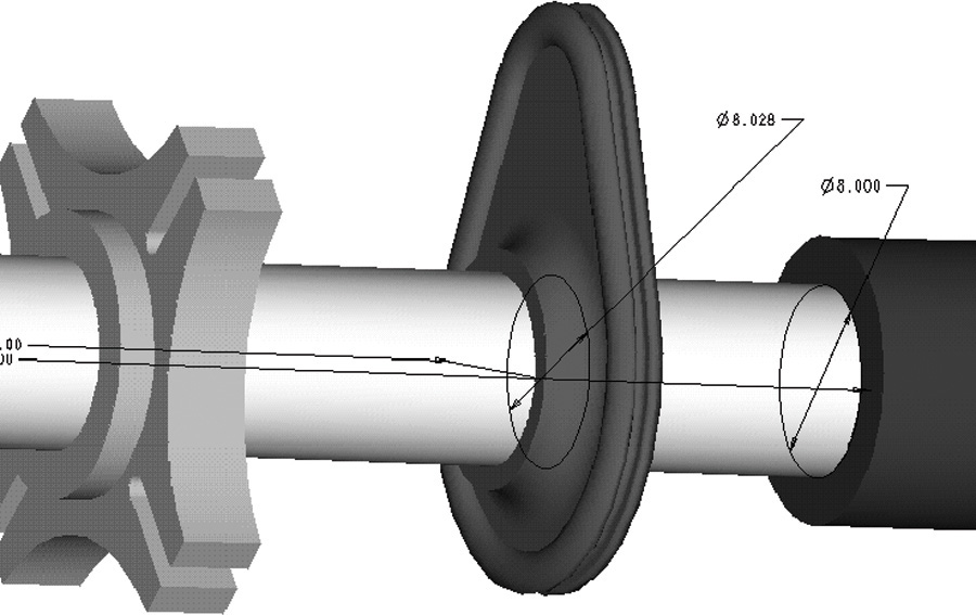 Three different parts are fitted onto a single shaft.