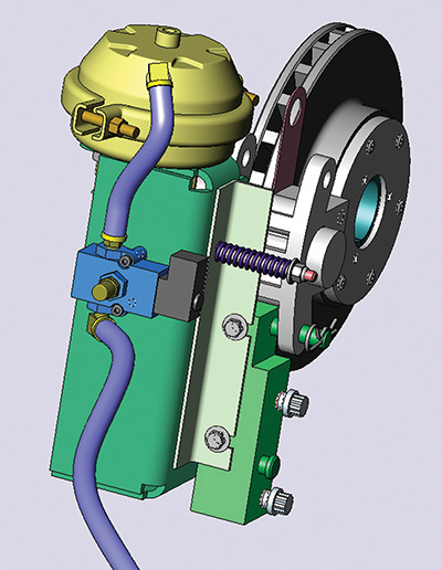 Figure shows shade view of 3D CAD Model for an Air Brake.
