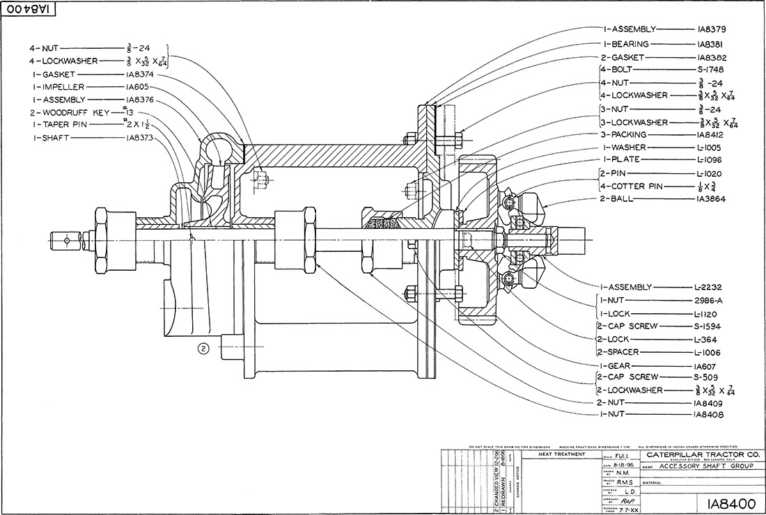 Figure shows working drawing for Subassembly of Accessory shaft group.