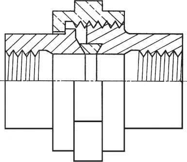 The figure shows assembly with a general indication of the materials using symbolic section lining.