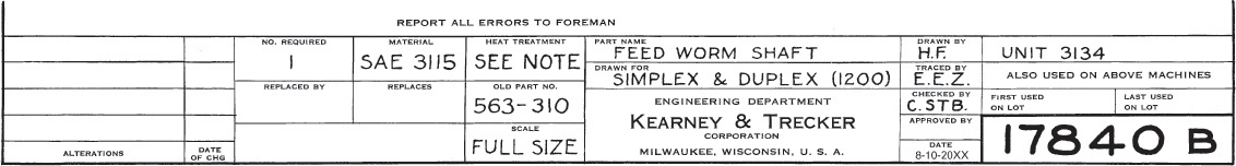 Figure shows Title Strip of a drawing.