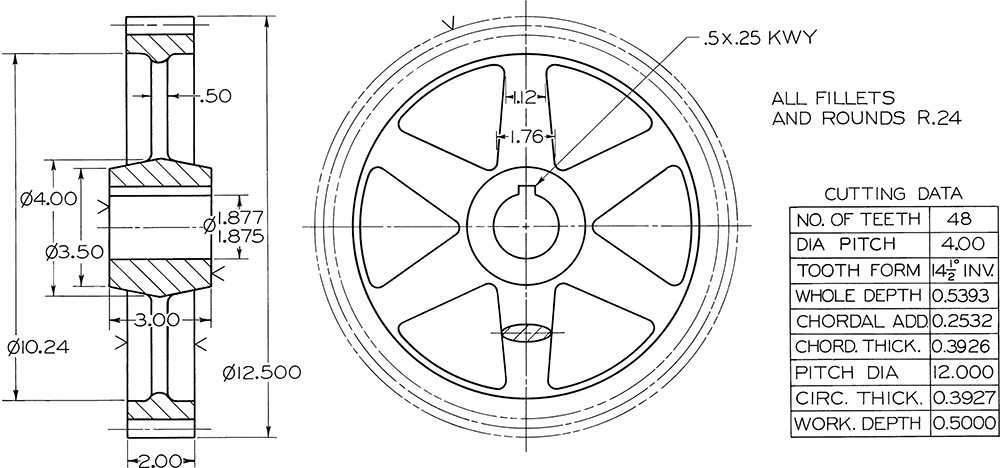 Illustration of a working Spur Gear.