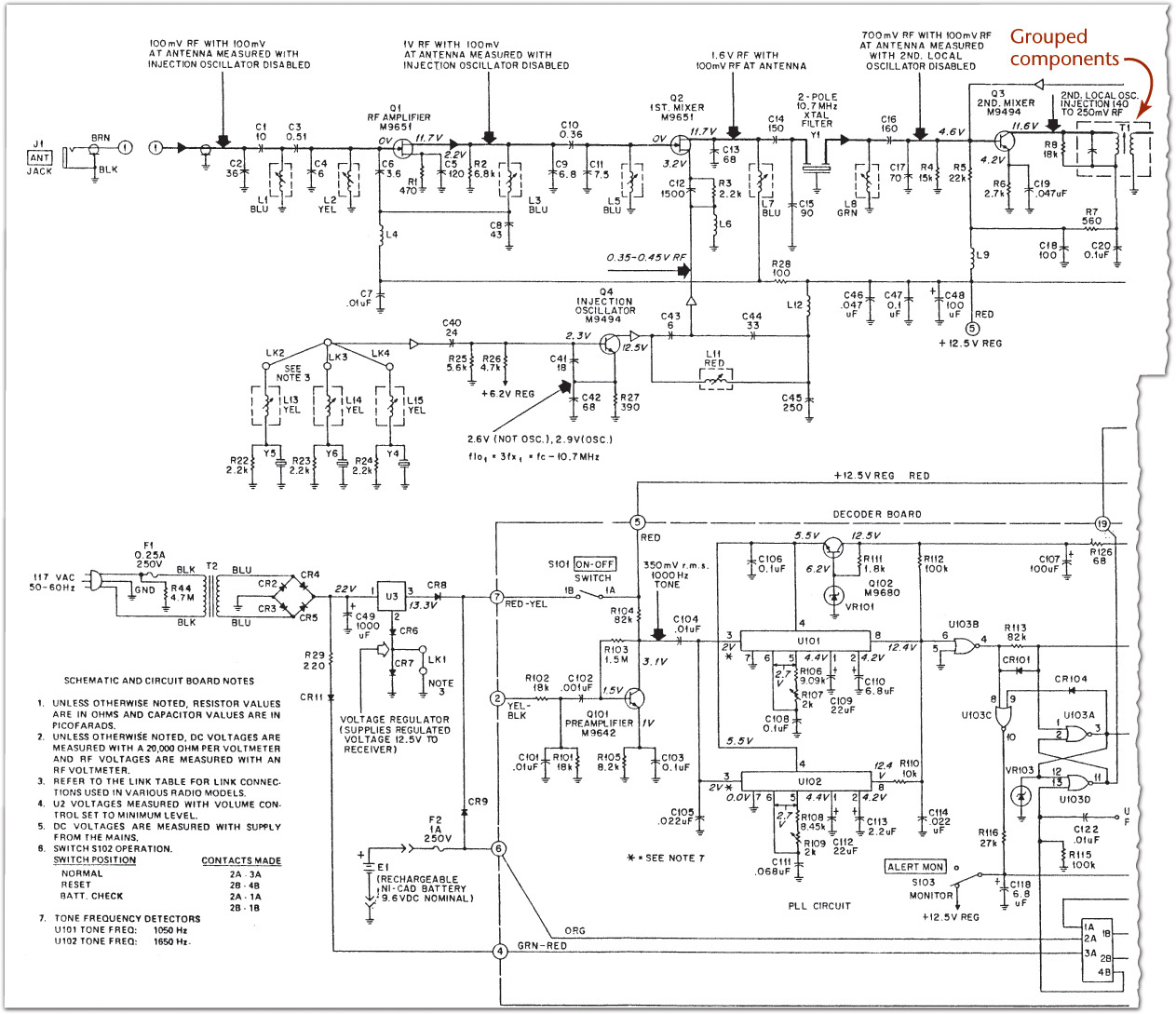 Schematic Diagram of FM Weather Monitor Radio is shown.