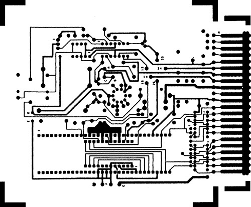 Figure shows a printed circuit pattern of CAD design. The printed circuit pattern consists of single-sided PC boards with component side and foil side. The component side is silk-screened on the board and the copper foil soldered on the foil side.