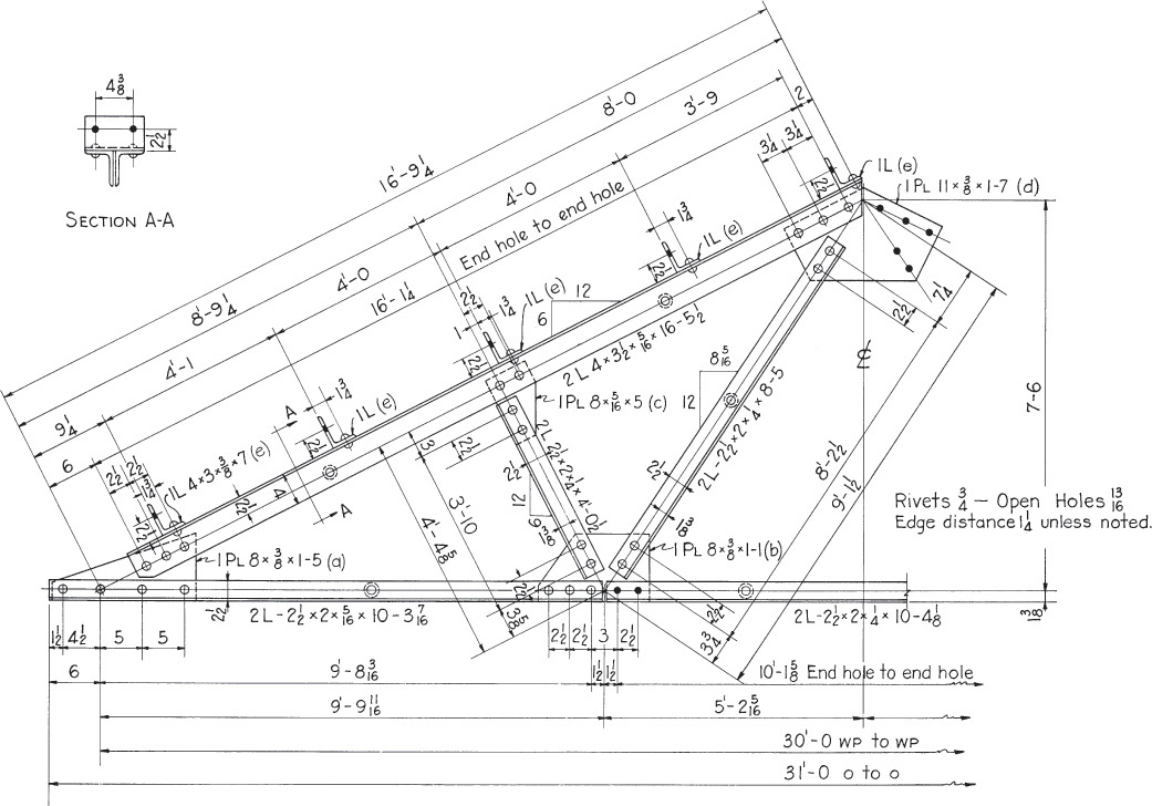 Figure depicts the sketch of a riveted truss.