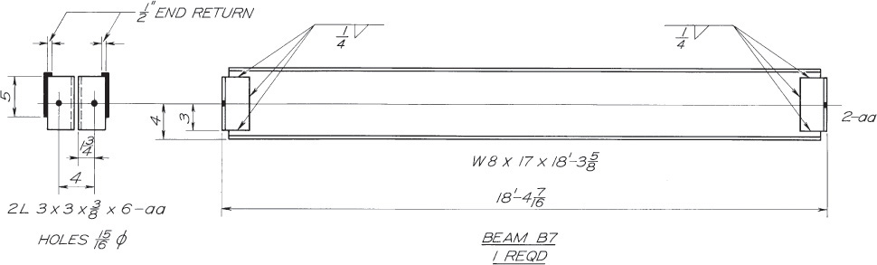 Drawing of a welding Beam is shown.