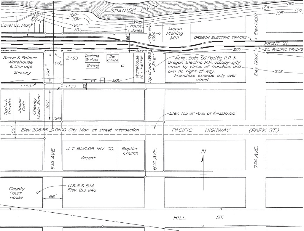 Figure shows a drawing of a city plan for the location of new road construction.