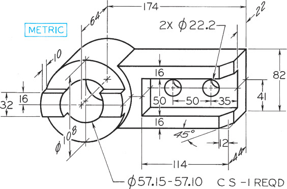 Figure shows half-size drawing of Lever hub.