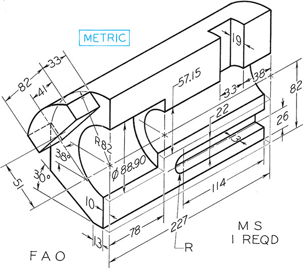 Figure shows the engineering drawing of Control Block.