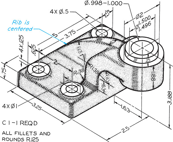 Figure shows Offset bearing drawing.