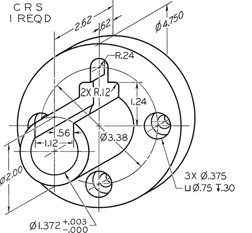 Figure shows the dimensions on a centering bushing.