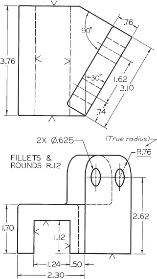 Diagram of drill press bracket.