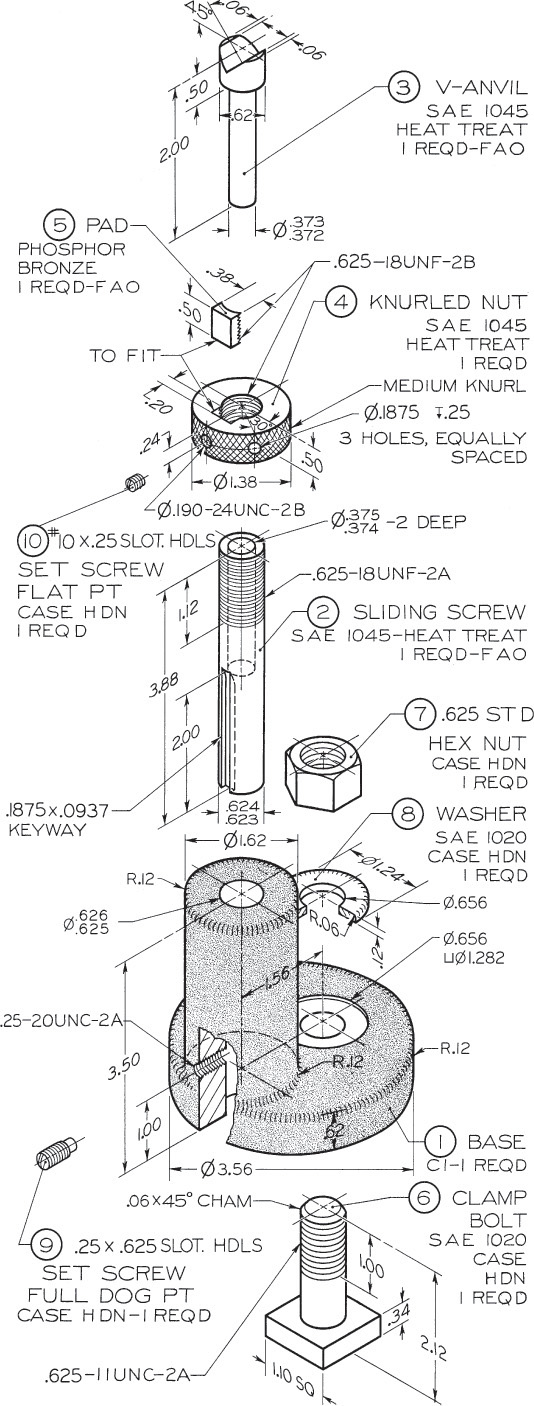 Figure shows the drawing for milling jack.