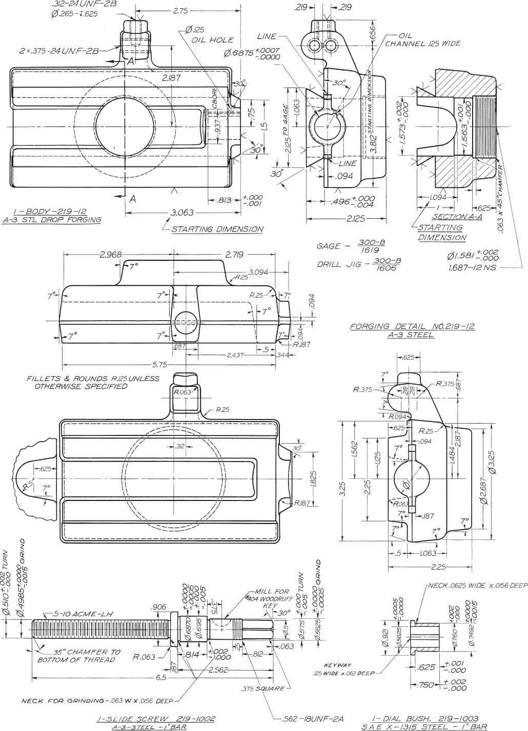 Figure depicts the continued drawing of the slide tool and the assembly details are assigned in the drawing.
