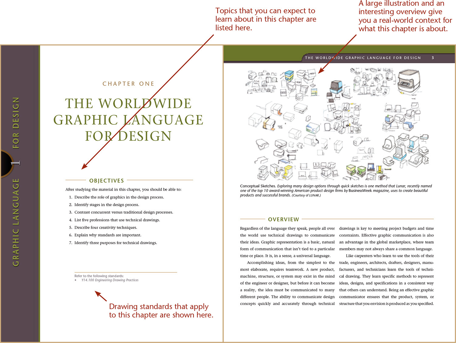 Chapter one opener with two spreads titled The worldwide graphic language for design is shown.
