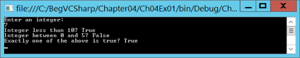 Command prompt window of after executing the code displaying text Enter an integer: 7.