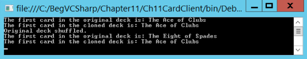 Command prompt window after executing the code displaying codes with the specific names of cards.