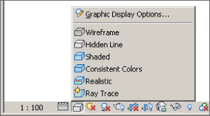 Snippet image of the Visual Styles button displaying Ray Trace under Graphic Display Options.