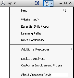 Snippet image presenting the clicked Help icon revealing drop-down on additional Help options.
