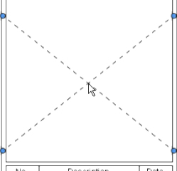 Screenshot of an image to be placed into a sheet border, with a cursor at intersection of two crossing dash lines on the image.