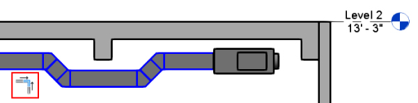 Similar to figure 10.27 but is not split. A small box at the bottom left displays a connection of 2 ducts in the set-down process.