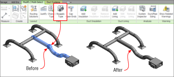Screenshot of the highlighted Reapply Type button with two illustrations: before reapplying (left) and after reapplying (right).