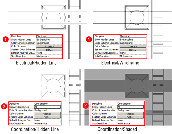 Screenshot illustrating two ways to access the Electrical Settings: by clicking MEP Settings button on Manage tab and by clicking the diagonal arrow on the right side of Electrical panel of Systems tab.