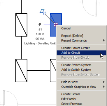Screenshot of a selected object in the circuit with a right-click menu presenting the highlighted Add to Circuit option.