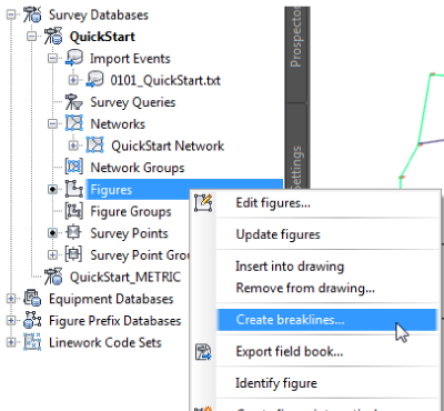 Snippet image of the right-click menu of Figures presenting the highlighted Create breaklines command.