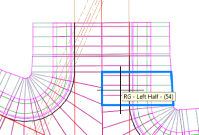 Similar to figure 10.34, except only the left half region along ROAD B labeled RG - Left Half - (54) has been selected.