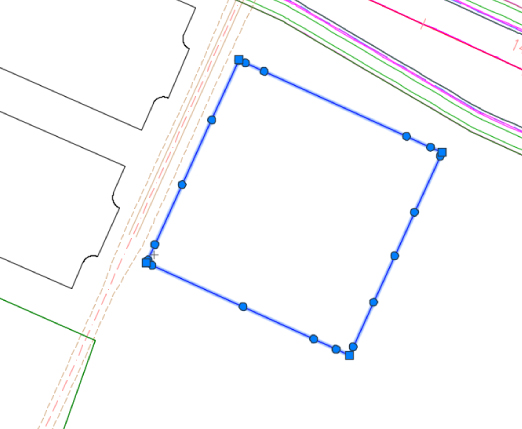 Illustration of Feature Lines forming a square with square-shaped grips on the sides of the feature lines with circular-shaped grips.