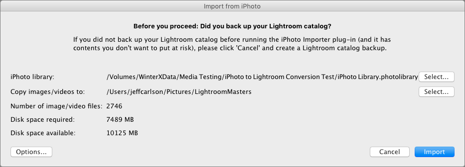 **Figure 78:** The Import from iPhoto tool is more functional than beautiful.