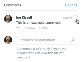 **Figure 55:** If you want to hide a comment that has been resolved, click this icon.