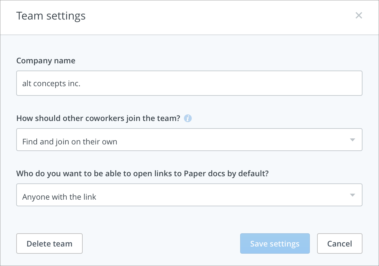 **Figure 51:** Adjust team settings in this dialog box.