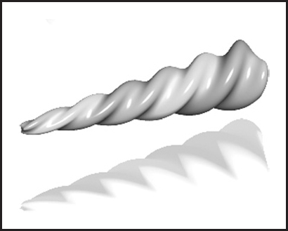 Figure showing three blended implicit cylinders, twisted then tapered. Image courtesy Erwin DeGroot.