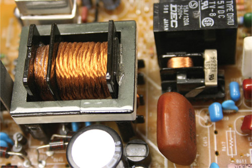 Figure 10.20 Very small and low-power transformers in electronic circuits.