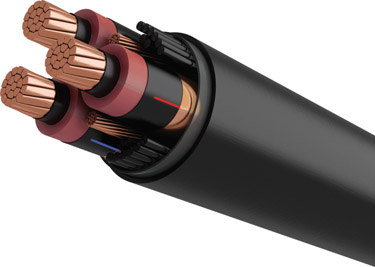 Figure 12.11 A three-conductor underground cable. (Courtesy of CME Wire and Cable, Inc.)